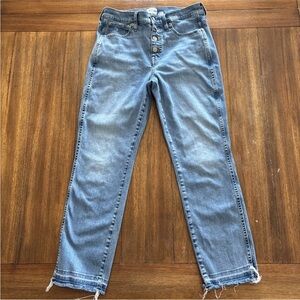 J. Crew Women High Rise Vintage Straight Leg Stretch Blue Denim Jeans 27